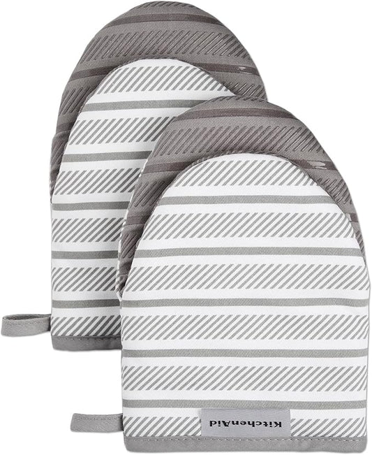 KitchenAid Albany Mini Oven Mitt 2-Pack Set, Grey, 5.5"x8" by KitchenAid