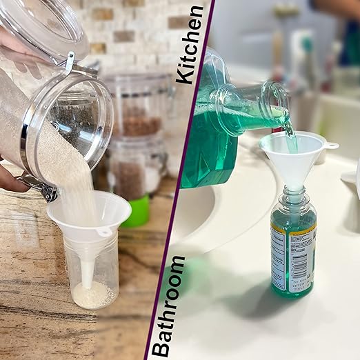 Plastic Funnel for Automotive Use - Kitchen Funnels for Filling Bottles, Jars, Containers or Lab Use - Oil Funnel for Gas, Car Oil, Lubricants and Fluids (White-4 Pack) - Image 3