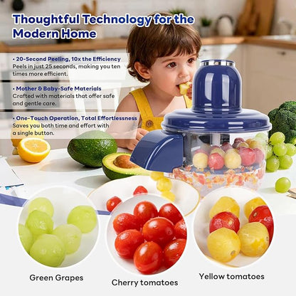 Automatic Grape Peeler Machine, Electric Garlic & Cherry Tomato Peeler Skin Remover Tool for Small Fruits, Effortless Peeling for Home Kitchen (Blue-1PC) - Image 4