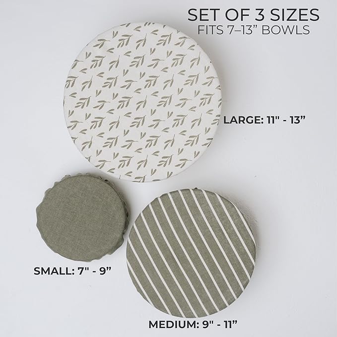 Beautiful Linen Cotton Blend Bowl Covers for Bread Proofing - Reusable Set of 3 in Varying Sizes Easily Fit Your Bowls 7" to 13" - Durable Fabric Covers, Ideal Sourdough Bread Baking Accessories - Image 4