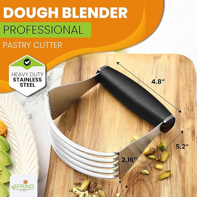 Spring Chef Dough Blender For Baking, Heavy Duty Dough Cutter Tool, Stainless Steel Pastry Cutter Tool with Sharp & Sturdy Blades, Pastry Blender for Easy Mixing, Dishwasher Safe - XL Size - Black - Image 2