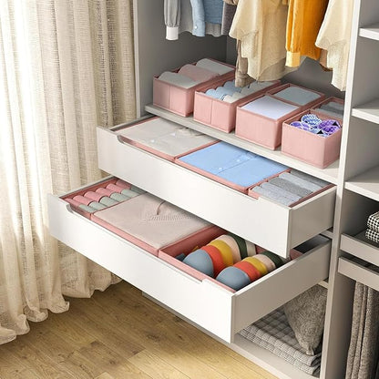 DIMJ Drawer Organizer for Clothing, 15 Pack Fabric Drawer Organizer Bins, Foldable Sock Organizer for Drawer, Dresser Organizer for Clothes, Socks, Bra, Tie (Pink) - Image 3