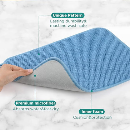 GeeRic Microfiber Dish Drying Mat, Super Absorbent Kitchen Dish Drying Pad for Mother's Day, Reversible Gift Mats for Countertop, 17.8 * 23.6 inch Blue - Image 3