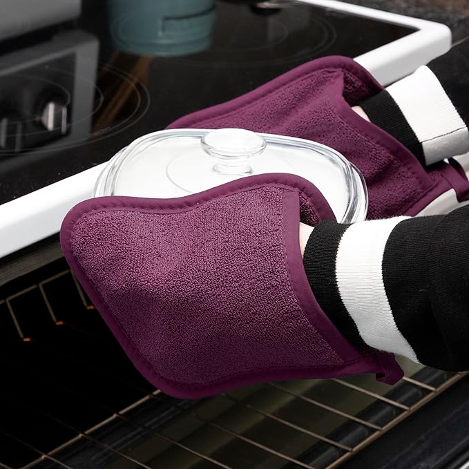 RITZ Terry Pocket Mitt & Hot Pad: Unparalleled Heat Resistant, Durable 100% Cotton – Ergonomically Designed for Optimal Grip – Easy-Care Machine Washable – 4-Pack, Beet - Image 4