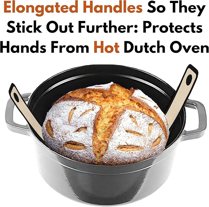 Introducing The Easy-Lift Dutch Oven Silicone Bread Sling & Scoop & Dust Flour Sifter Combo. A Premium Sourdough Bread Mat & Artisanal Flour Dusting Wand Bread Baking Supplies Set (2pcs)