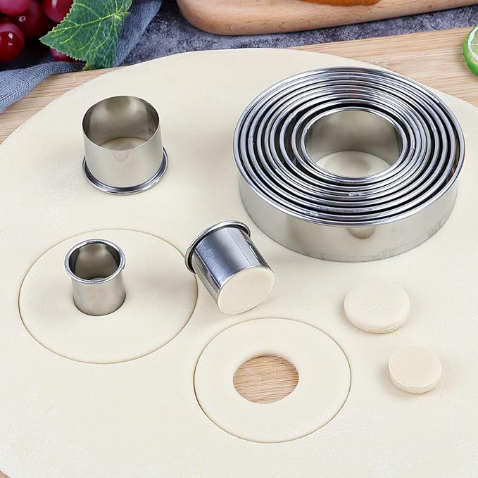 Round Cookie Cutters Set 12 Pieces Bistcuit Cookie Cutters Circle Pastry Cutters Round Donut Ring Molds for Baking for Pastries Doughs Doughnuts - Image 6