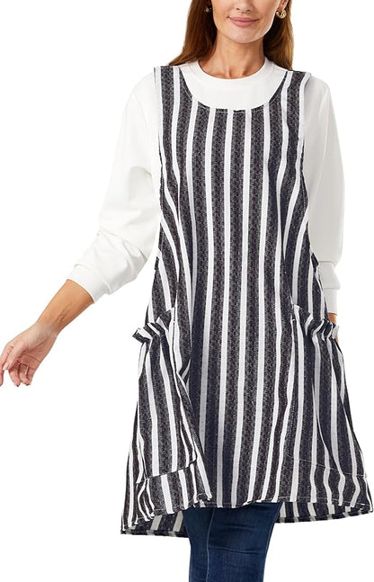 Cozy Adjustable Cross Back Aprons for Women with Pockets Cotton Linen Cooking Kitchen Baking