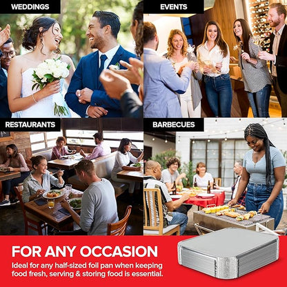 Stock Your Home 9x13 Disposable Baking Pan Covers (25 Pack) Heavy-Duty Aluminum Cake Pans Lids, Sturdy, Sealable Covers for Food Containers, Leak-Free + Safe Transport & Storage For Catering - Image 7