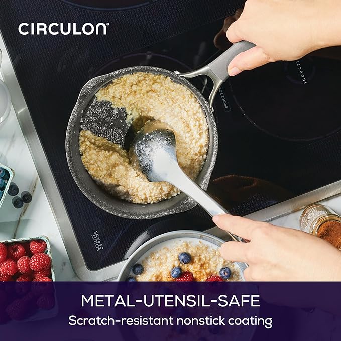 Circulon A1 Series w/ScratchDefense Nonstick Induction Straining 2qt SaucePan with Lid, Induction Cookware, 2-Quart Sauce Pan with Lid, Graphite - Image 4