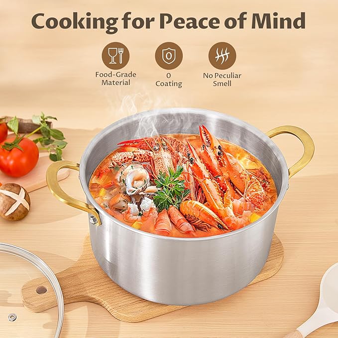 BEZIA 10 Quart 3-Ply Stainless Steel Stockpot, Soup Pot with Lid in Fully Clad Tri-Ply Stainless Steel, Even Heat Distribution, Cooking Pot with Handles, All Cooktops Compatible, Perfect for Stew - Image 4