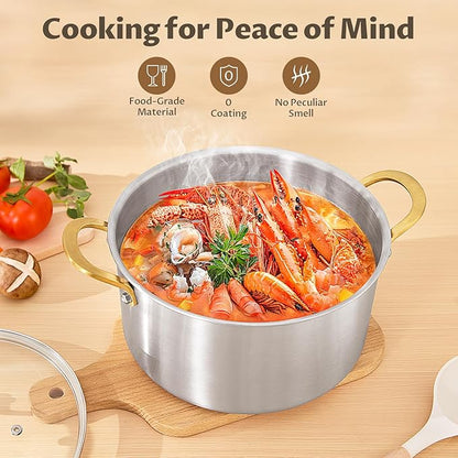 BEZIA 10 Quart 3-Ply Stainless Steel Stockpot, Soup Pot with Lid in Fully Clad Tri-Ply Stainless Steel, Even Heat Distribution, Cooking Pot with Handles, All Cooktops Compatible, Perfect for Stew - Image 4