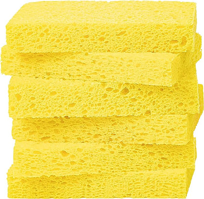Cellulose Sponges,Heavy Duty Scrub Kitchen Sponge,Clean Tough Messes Without Scratching Sponges Kitchen Yellow (6 Pack) by ARCLIBER