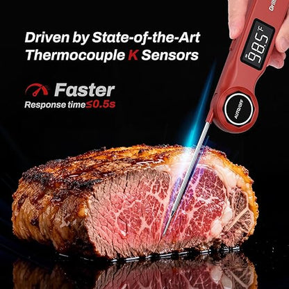 Instant Read Meat Thermometer, GrillBliss USB-C Rechargeable Digital Food Thermometer with 0.5s Fast Read & ±0.5℉ Accuracy, VA LCD Display, Cooking Thermometer for BBQ, Grill, Candy, Brewing - Image 2
