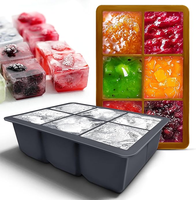 Silicone Ice Cube Trays with Lids,Large Square Ice Cube Molds for Freezer, Whiskey, Cocktail, Stackable Flexible and Reusable & Easy Release BPA Free (2 Pack&Dark Gray and Golden) - Image 7
