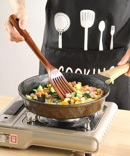 Kitchen Utensils Set, NAYAHOSE 12 Pcs Teak Wooden Cooking Spoons Spatula Spurtles Kit with Spoon Rest Whisk, Non-stick Natural Kitchen Tools