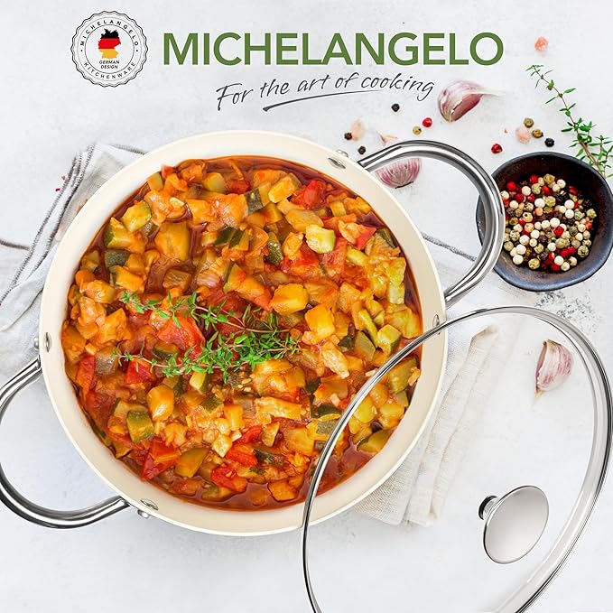 MICHELANGELO Stock Pot with Lid, 6 Quart Cooking Pot with Ceramic Coating, Nonstick Ceramic Soup Pot with Lid, Induction Compatible - 6QT Stockpot, Green - Image 7