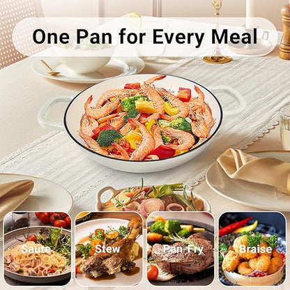Enameled Cast Iron Dutch Oven, 3.8 Quart Pot With Lid, Non-Stick, Round, Oven Safe up to 500F for Marinate, Cook, Bake, Refrigerate and Serve - Cream White