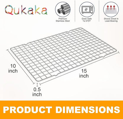 2PCS Cooling Racks for Cooking and Baking - 10" x 15"Heavy Duty Stainless Steel Wire Rack for Baking, Grilling, Roasting - Oven & Dishwasher Safe - Fits Jelly Roll Sheet Pan-Silver - Image 6