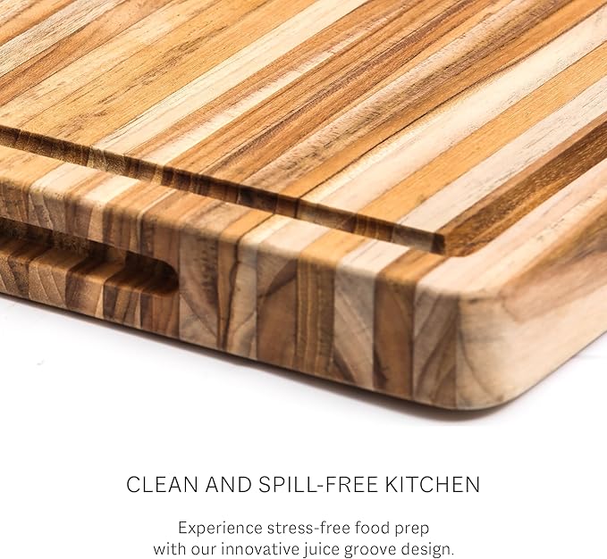Teakhaus Cutting Board - Small (S) Wood Cutting Board with Juice Groove - Holiday Gift Ideas for Men and Women - Gift-Ready, Reversible, Edge Grain Wood, Knife Friendly - FSC Certified - Image 9