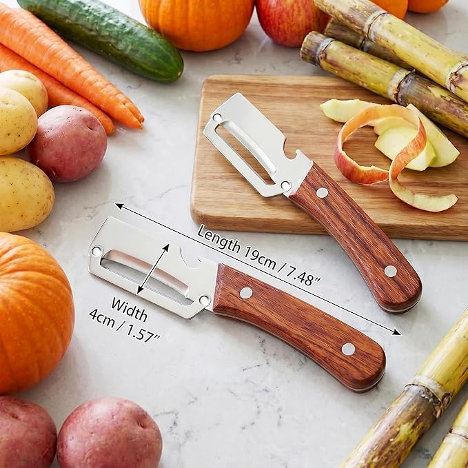 Multifunctional Vegetable Peeler for Kitchen & Bottle Opener,2 in 1 Stainless Steel Paring Knife for Fruit Veggie,Kitchen Gadgets for Sugar Cane Potato Fruit Pineapple Pumpkin Veggie Peeler - Image 7