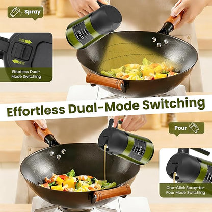 LAKUMIQI 2 in 1 Oil Sprayer for Cooking, 16oz Olive Oil Dispenser Bottle for Kitchen, Food Grade Light-Blocking Leak Proof Glass Spray Bottle for Salad, Air Fryer, BBQ - Image 5