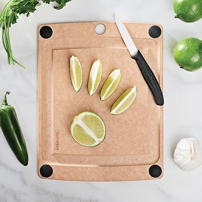 Epicurean All-In-One Cutting Board with Non-Slip Feet and Juice Groove, 11.5" × 9", Natural/Black - Image 2