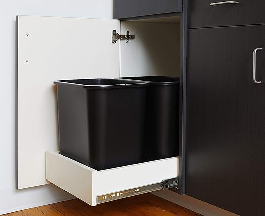 United Solutions 7 Gallon / 28 Quart Efficient Trash Wastebasket, Fits Under Desk, Small, Narrow Spaces in Commercial, Kitchen, Home Office, Dorm, Easy to Clean, Black (Pack of 1)