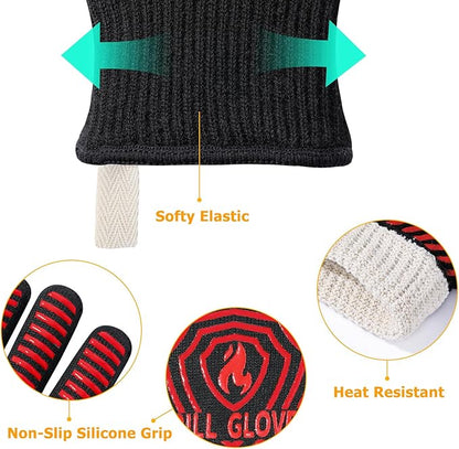 BBQ Gloves, BBQ Accessories 1472℉ Extreme Heat Resistant, Grilling Gloves Silicone Non-Slip Oven Mitts, Kitchen Gloves for BBQ, Grilling, Cooking, Baking-1 Pair 14inch - Image 6