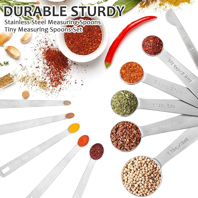 Accmor Stainless Steel Measuring Spoons Set with Leveler, 10 Pcs Mini Stackable Teaspoon & Tablespoon for Baking & Cooking, Kitchen Gadgets for Small Amount of Dry or Liquid Ingredients and Spices - Image 2
