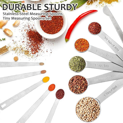 Accmor Stainless Steel Measuring Spoons Set with Leveler, 10 Pcs Mini Stackable Teaspoon & Tablespoon for Baking & Cooking, Kitchen Gadgets for Small Amount of Dry or Liquid Ingredients and Spices - Image 2
