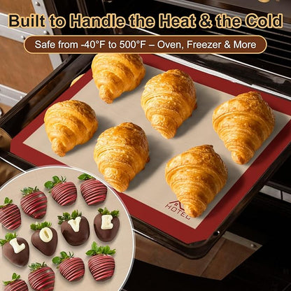 HOTEC Silicone Baking Mats 3 Pack – Non-Stick Reusable Silicone Baking Sheets for Oven – Cookie & Macaron Mats – 2 Half Sheet + 1 Quarter Sheet – BPA-Free, Dishwasher Safe - Image 5