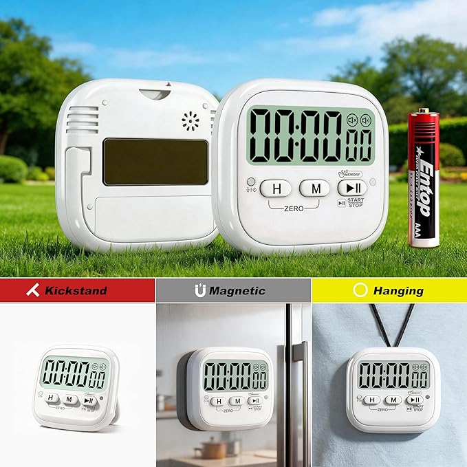 AyayaBoss 2-Pack Magnetic Kitchen Timers for Cooking, Digital Stop Watch Countdown Timer for Kids, Teachers, Classroom, Office, Exercise - Battery Included - Image 6