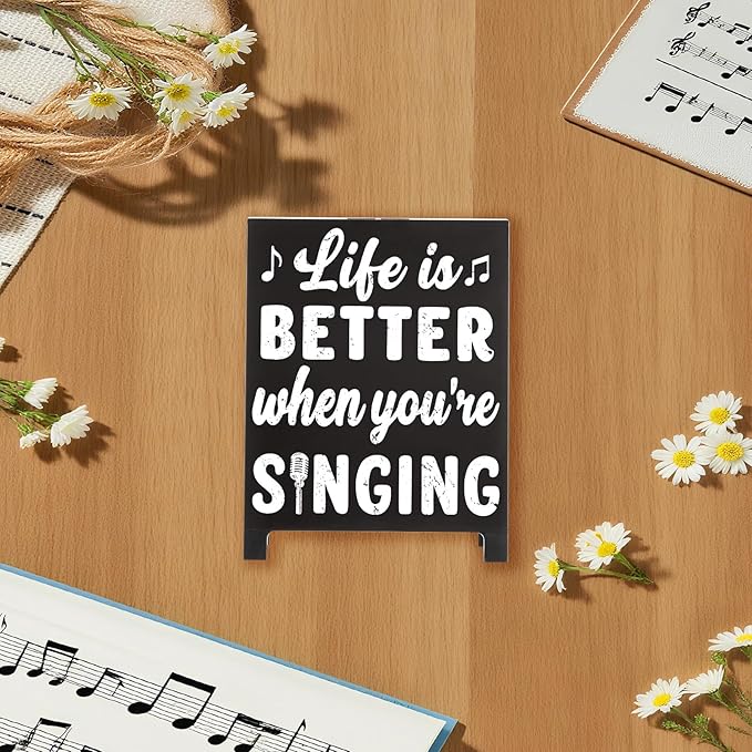 Life Is Better When You're Singing Music Desk Sign for Home Office Workspace Cute Music Decor Room Decorations Accessories for Women - Image 3