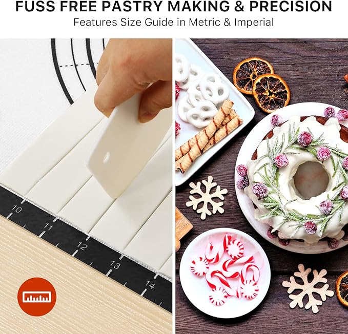 Pastry Mat, 28" x 20" Food Grade Silicone Extra Large Non Stick Baking Sheet Mat with Measurement for Making Cookies,Macarons,Bread and Pastry - Image 8