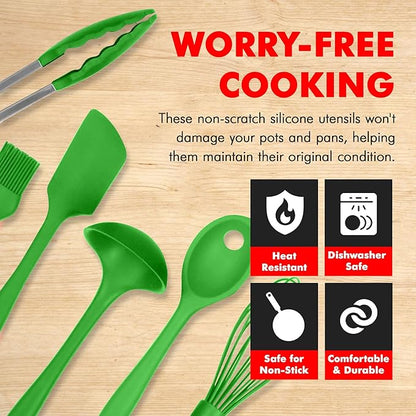 Chef Craft 9 Piece Green Premium Silicone Kitchen Tool Set (42084) - Image 3