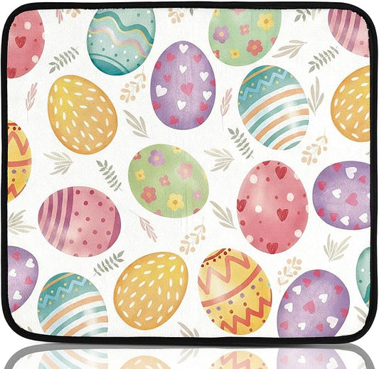 Breling Easter Dish Drying Mat for Kitchen 16 x 18 Inch Pastel Eggs Microfiber Absorbent Drying Reusable Washable Pad Easter Table Dishes Pad Protection Tableware Kitchen Accessories