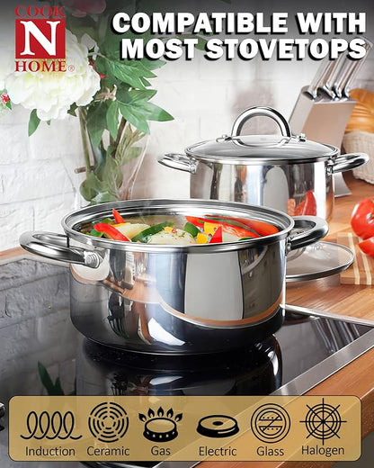 Cook N Home 8 Quart Stainless Steel Stockpot with Lid - Image 3
