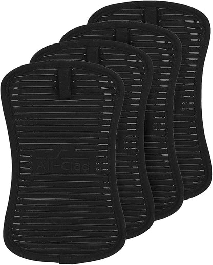All-Clad Premium Pot Holder & Hot Pad: Heat Resistant to 500 Degrees - 100% Cotton, 10"x6.25" Hot Pad for Kitchen and Barbeque, 4-Pack, Black by All-Clad