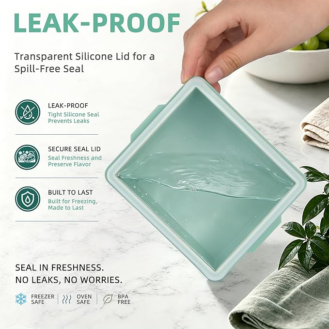 Silicone Soup Freezer Molds with Lids, 2 Cup Extra Large Ice Cube Tray for Meal Prep, BPA-Free, Stackable,Perfect for Freezing Broth, Leftovers, Baked Goods and More, Microwave & Oven Safe - 3 Pack