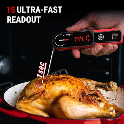 TempPro Lightning 1-Sec Instant Read Meat Thermometer, Kitchen Food Thermometer with 180° Rotating Display, IP67 Waterproof Cooking Thermometer for Deep Fry Smoker BBQ Grill (Previously ThermoPro) - Image 3