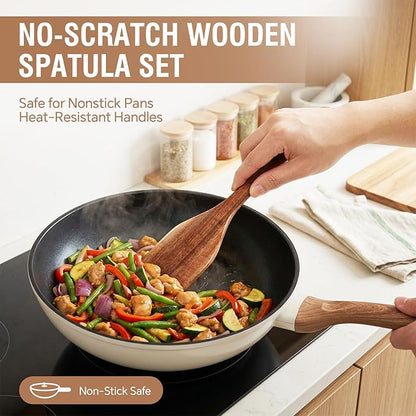 DEBETOOL 6-Piece Acacia Cooking Utensils- Natural Wooden Cooking Spoons for Non-stick & Heat Resistant, Premium Kitchen Wooden Spoon Set for Gift - Image 4