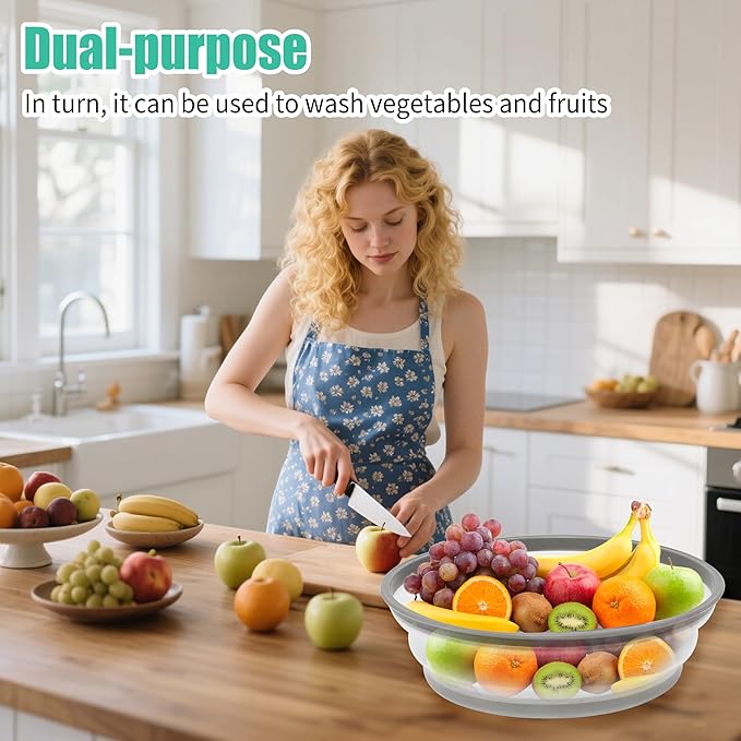 Collapsible Microwave Food Cover, Splatter Guard,Vented Microwave Lid for Food, BPA free TPR, Dishwasher safe，12inch,Grey - Image 5