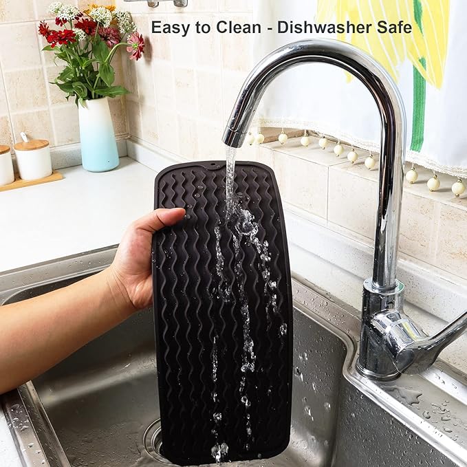 ZLR Silicone Sponge Holder & Sink Caddy Tray (6" x 17") - Narrow Dish Drying Mat for Kitchen Counter - Waterproof Soap Dispenser Organizer, Non-Slip Bathroom Vanity Tray (Coffee) - Image 4