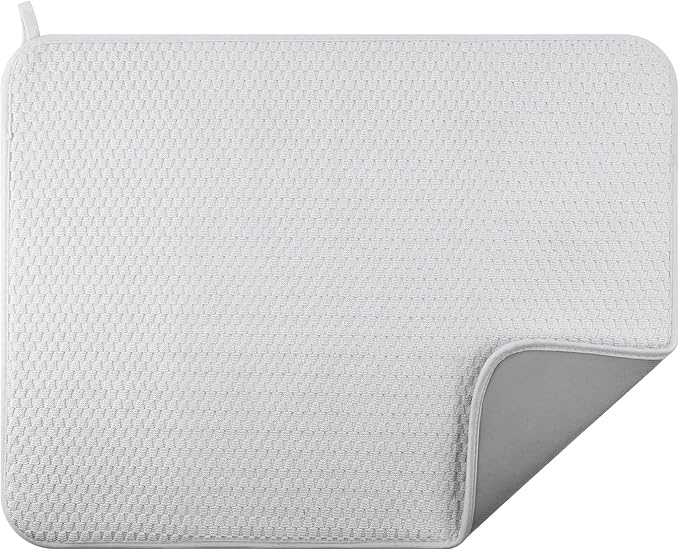 2-pack 24"x17" XL size microfiber dish drying mats for kitchen counter, kitchen sink. Super water-absorbing for multi-use house essentials bath mats, bath rugs, coffe mat, coffe station mat. (grey) by Unknown