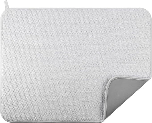 2-pack 24"x17" XL size microfiber dish drying mats for kitchen counter, kitchen sink. Super water-absorbing for multi-use house essentials bath mats, bath rugs, coffe mat, coffe station mat. (grey) by Unknown