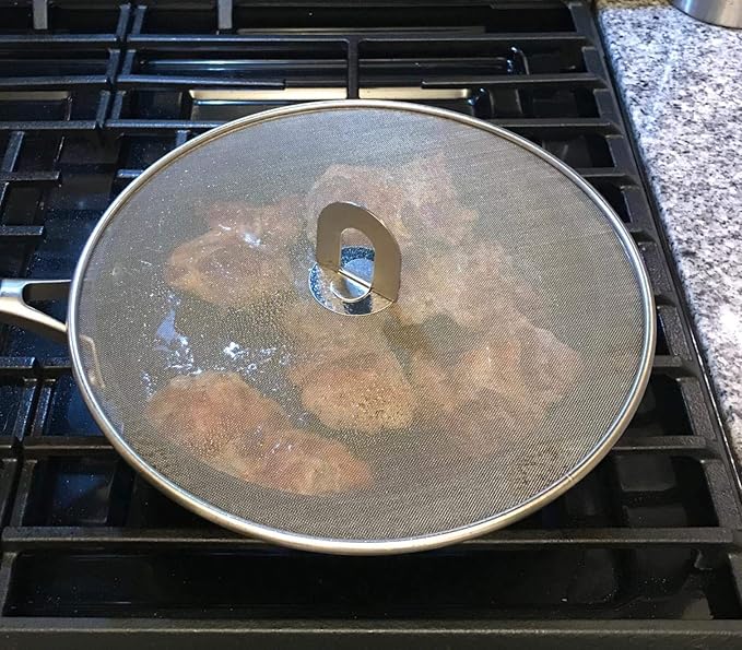 Antallcky 3 Pack Grease Splatter Screen for Frying Pan with Fold Flat Knob-Grease Splatter Guard Shield-No Cooking Oil Mess–No Burns–Ultra Fine Mesh Lids-Rust Free Stainless Steel- 9.8,11.5,13 Inch - Image 9