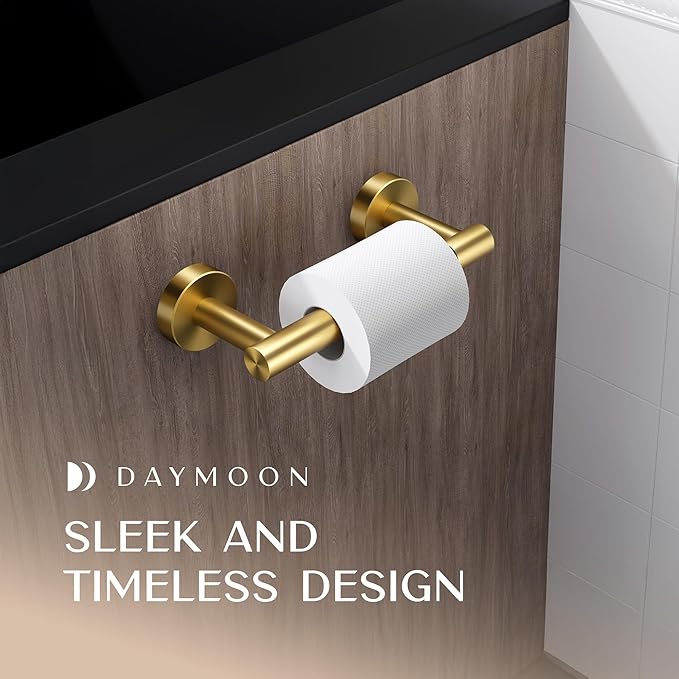 Day Moon™ - Toilet Paper Holder - Modern Roll Holder for Bathroom - 1 Pack - Wall Mount - Classic, Gold - Image 2