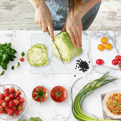 Tempered Glass Cutting Board, 12x16" Glass Cutting Board for Kitchen Counter,Large Size Clear Board,with Non-Slip Feet, Scratch Resistant,Heat Resistant