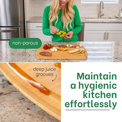 Bamboo Cutting Board – 15 Inch Wood Cutting Boards for Kitchen with Glue-Free Surface™ & Juice Groove – Non-Toxic, FSC-Certified, Durable Wooden Chopping Board - Image 5