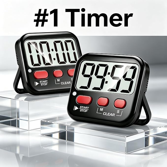 Antonki 2 Pack Digital Timer for Kids, Magnetic Countdown Kitchen Timers for Cooking, Egg, Classroom, Teacher, Exercise, Study, Oven - Battery Included - Image 2